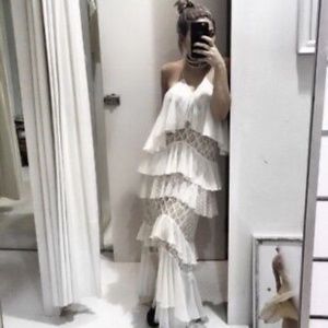 Ixiah Black Floral Boe & Arrow Frill Layered Maxi Dress